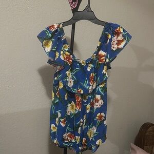 Miss Lili Blue Floral Blouse